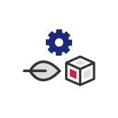 leaf, cube and configuration icons