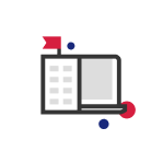 Building with a flag on top icon