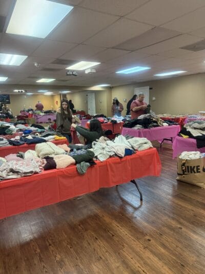 tables with clothes